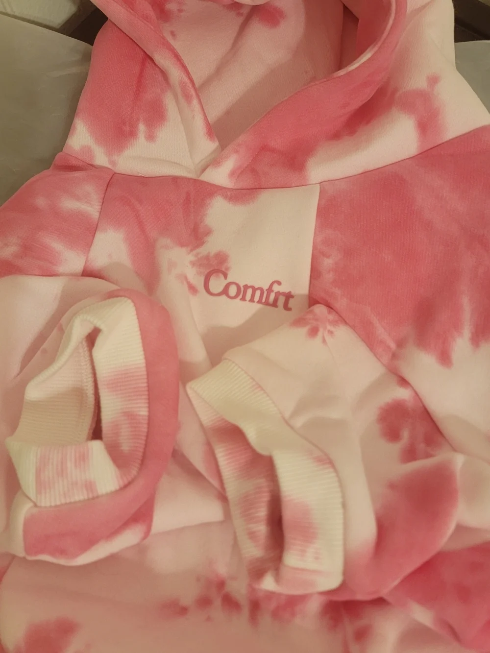 Minimalist Paw Tie-Dye Dog Hoodie — Pink